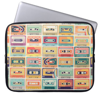 Retro Cassette Tapes Vintage Pattern. Laptop Sleeve
