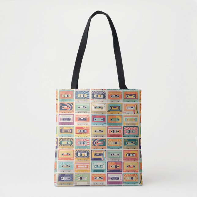 Retro Cassette Tapes Vintage Pattern. Tote Bag (Front)
