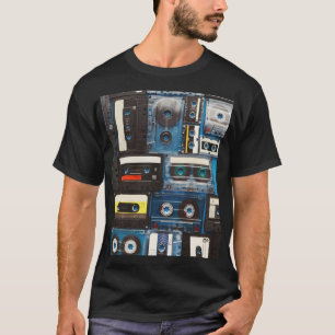 Retro Cassettes: Blue Background Vintage. T-Shirt