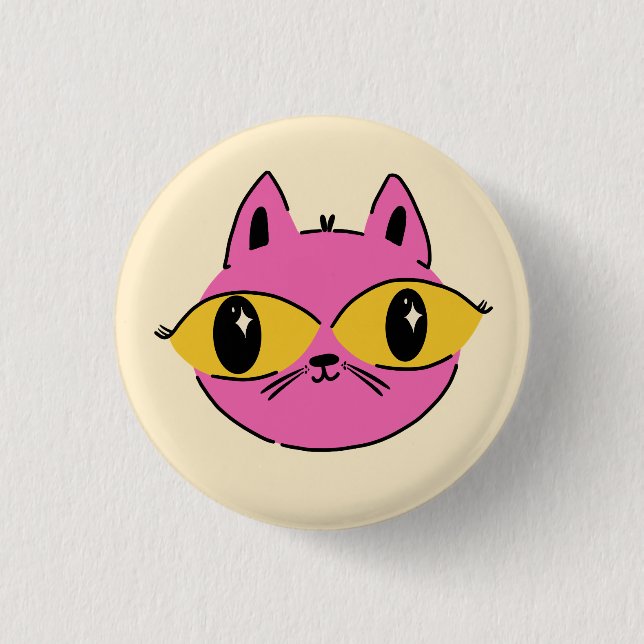 Retro Cat 3 Cm Round Badge (Front)