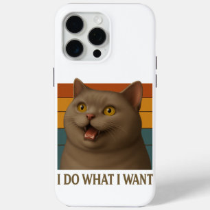 Retro Cat Attitude iPhone 15 Pro Max Case