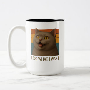 Retro Cat Attitude Two-Tone Coffee Mug