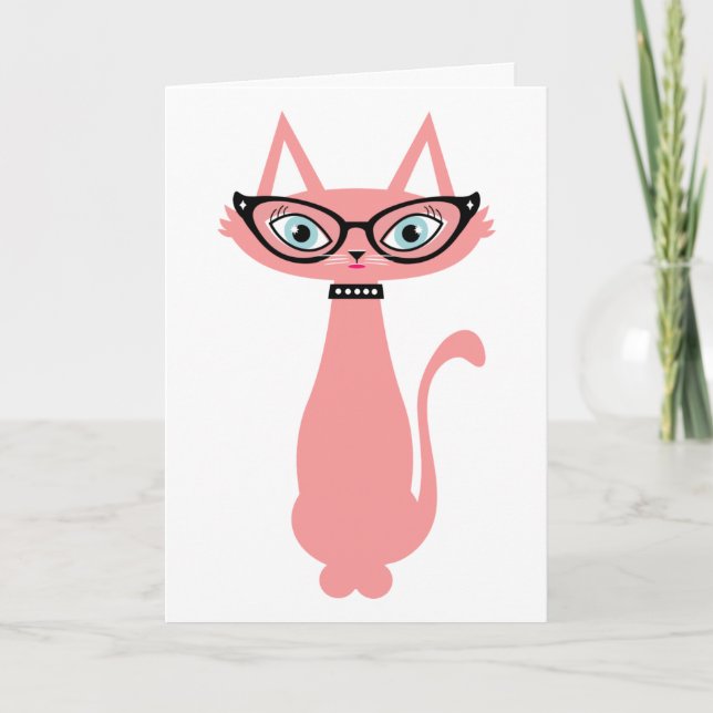 Retro Cat Birthday Greeting Card (Front)