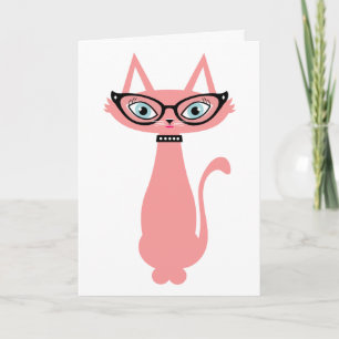 Retro Cat Birthday Greeting Card