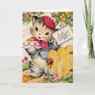 Retro Cat Birthday Party Invitation