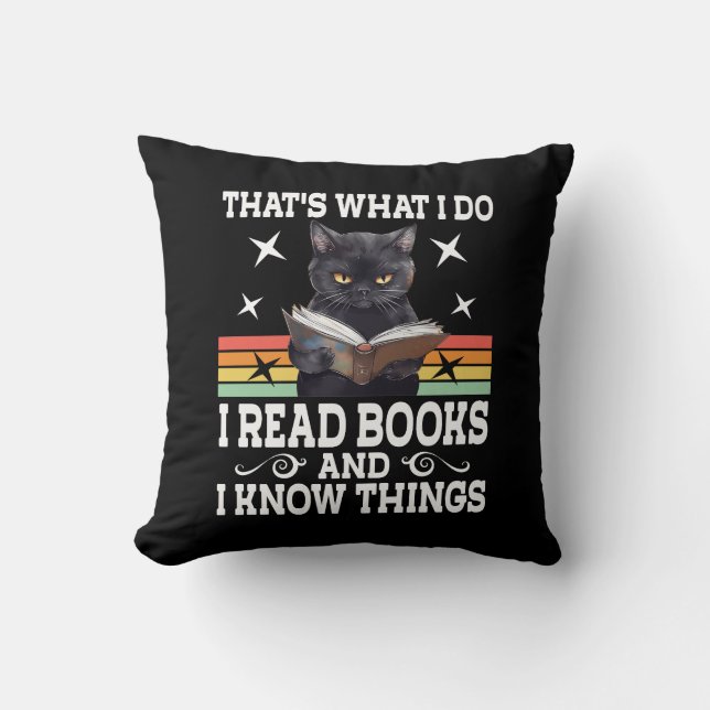 Retro Cat Books The Reader Halloween Reading Gift Cushion (Front)