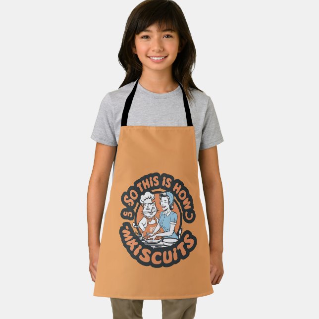 Retro Cat Chef Maiscuits Baking Art Apron (Insitu)