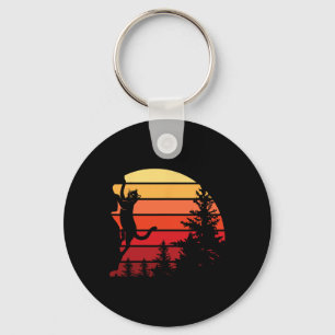 Retro Cat Climbing Meowtain Vintage Kitty Rock Cli Key Ring
