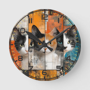 Retro Cat Clock, Cat Clock, Retro Round Clock