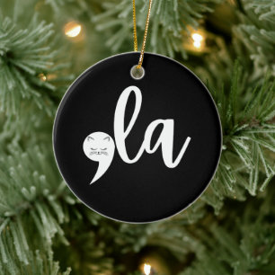 Retro Cat Comma La Kamala Harris 2024 Election Ceramic Ornament