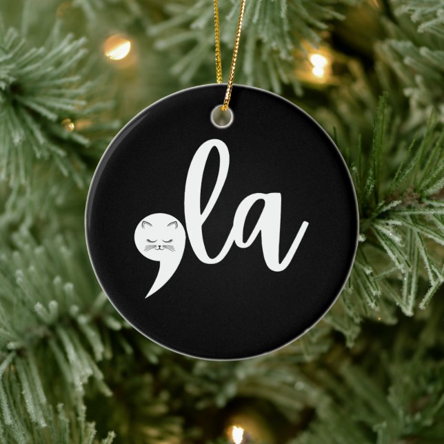 Retro Cat Comma La Kamala Harris 2024 Election  Ceramic Ornament (Tree)