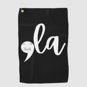 Retro Cat Comma La Kamala Harris 2024 Election  Golf Towel