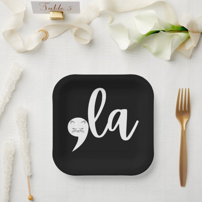 Retro Cat Comma La Kamala Harris 2024 Election  Paper Plate (Wedding)