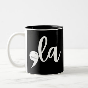 Retro Cat Comma La Kamala Harris 2024 Election Two-Tone Coffee Mug