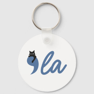 Retro Cat Comma La Kamala Harris For President 202 Key Ring