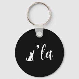 Retro Cat Comma La Kamala Harris For President 202 Key Ring