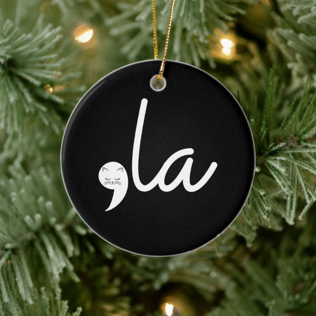 Retro Cat Comma La Kamala Harris For President 24 Ceramic Ornament (Tree)