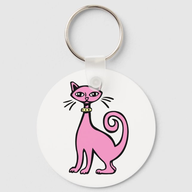 Retro Cat - Customised Key Ring (Front)