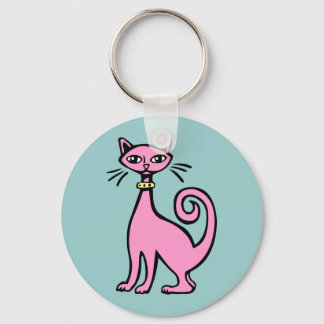 Retro Cat - Customised Key Ring
