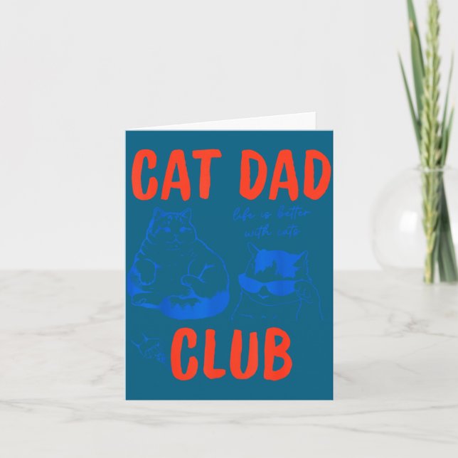 Retro Cat Dad Club Life Is Better With Cats Funny  Card (Front)