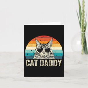 Retro Cat Daddy Vintage Distressed Maine Coon Cat Card