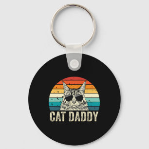 Retro Cat Daddy Vintage Distressed Maine Coon Cat  Key Ring