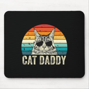 Retro Cat Daddy Vintage Distressed Maine Coon Cat  Mouse Pad