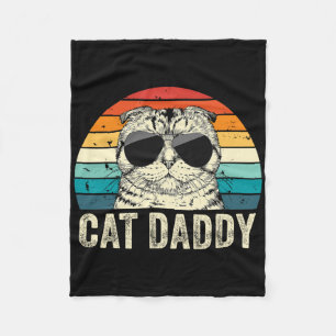 Retro Cat Daddy Vintage Distressed Scottish Fold C Fleece Blanket