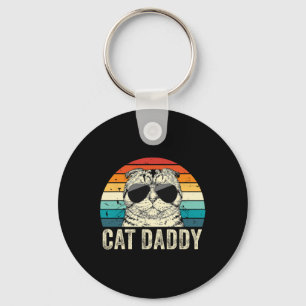Retro Cat Daddy Vintage Distressed Scottish Fold C Key Ring