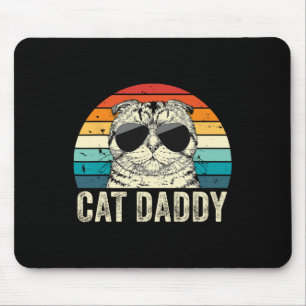 Retro Cat Daddy Vintage Distressed Scottish Fold C Mouse Pad