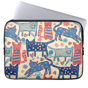 Retro Cat Design Laptop Sleeve