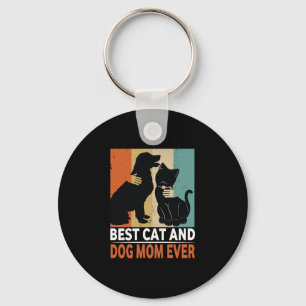 Retro Cat Dog Mom Cat Mama Furmama Puppy Kitty Mot Key Ring