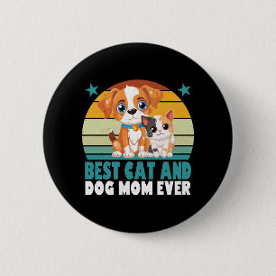 Retro Cat Dog Mum Cat Mama Furmama Puppy Kitty Mot 6 Cm Round Badge
