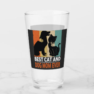 Retro Cat Dog Mum Cat Mama Furmama Puppy Kitty Mot Glass