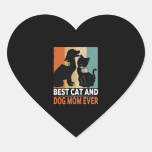 Retro Cat Dog Mum Cat Mama Furmama Puppy Kitty Mot Heart Sticker