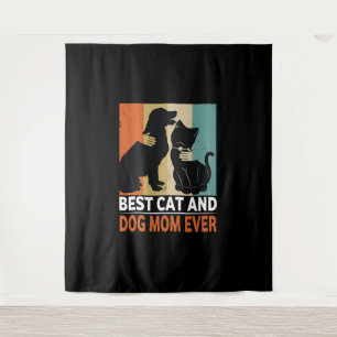 Retro Cat Dog Mum Cat Mama Furmama Puppy Kitty Mot Tapestry