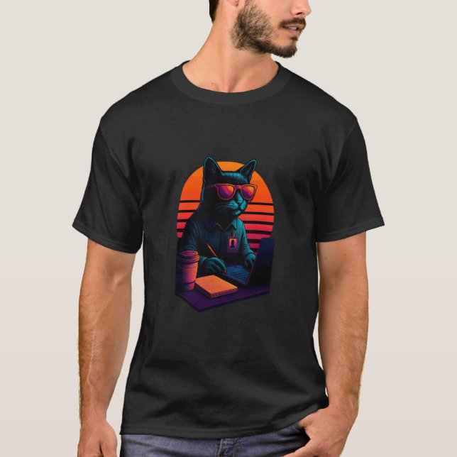 Retro Cat Efficiency Execution Skills Operations M T-Shirt (Front)