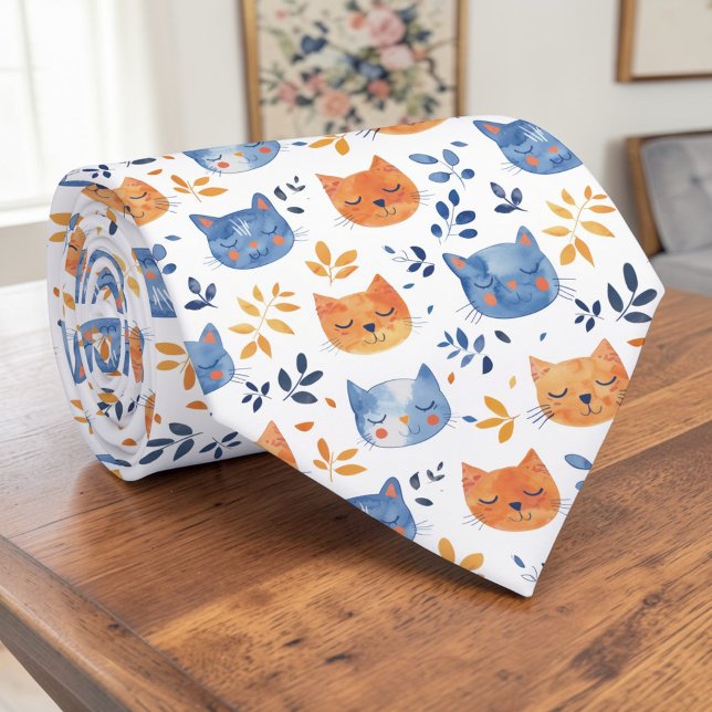 Retro Cat Graphic Custom Necktie (Creator Uploaded)