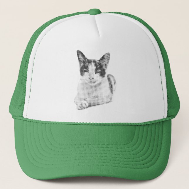 Retro Cat Halftone Trucker Hat (Front)