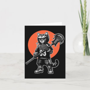Retro Cat Lacrosse Player Vintage 90s  Card