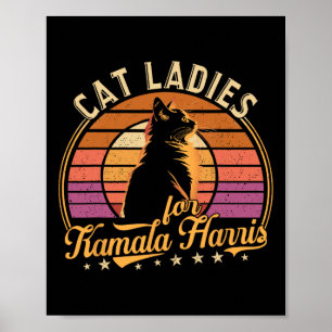 Retro Cat Lady Is Voting Kamala Harris 2024 Presid Poster