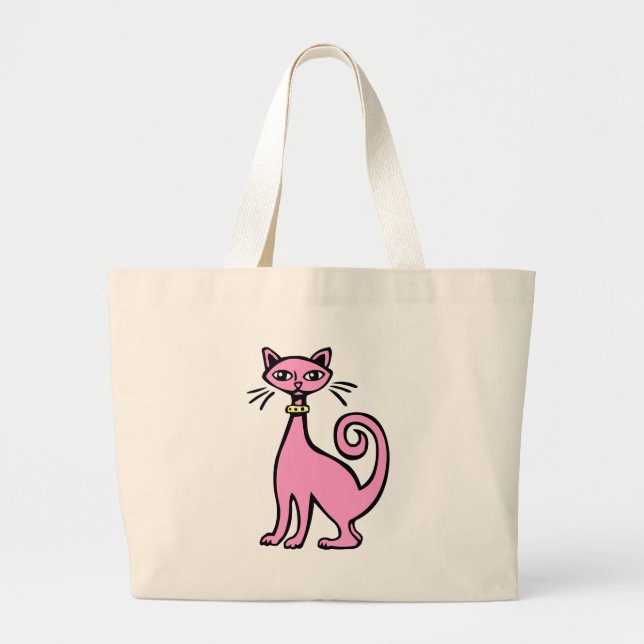 Retro Cat Large Tote Bag (Front)