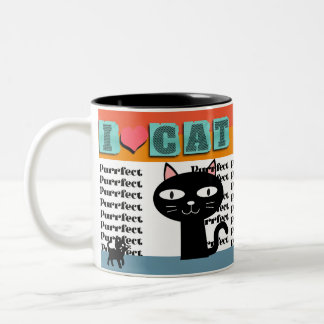Retro Cat Lover Graphic Two-Tone Coffee Mug