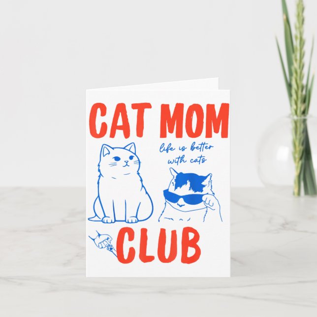 Retro Cat Mom Club Funny Cat Meme Mama Grandma Mot Card (Front)