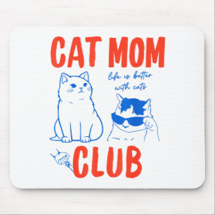 Retro Cat Mom Club Funny Cat Meme Mama Grandma Mot Mouse Pad