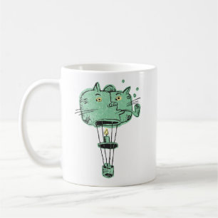 Retro Cat Mouse Hot Air Balloon Coffee Mug