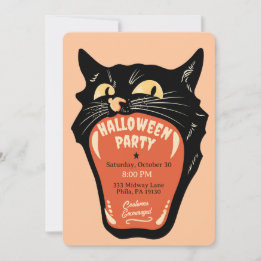 Retro Cat Mouth Halloween Party Invitation