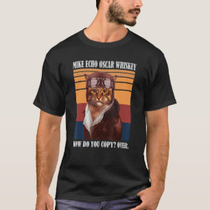 Retro  Cat Pilot Meow Kitty Owner Fur Parent Pet T-Shirt