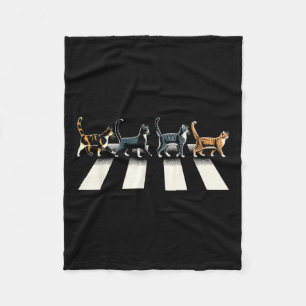 Retro Cat Rock And Roll Music Gift Men Kids Women Fleece Blanket