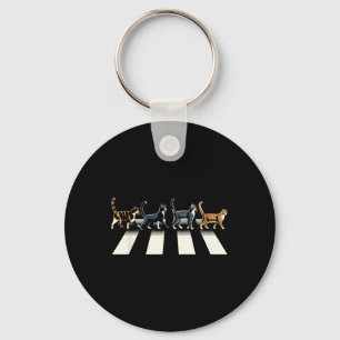 Retro Cat Rock And Roll Music Gift Men Kids Women  Key Ring
